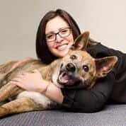 Carly Scholten of The Animal Foundation and Frannie the German Shepherd