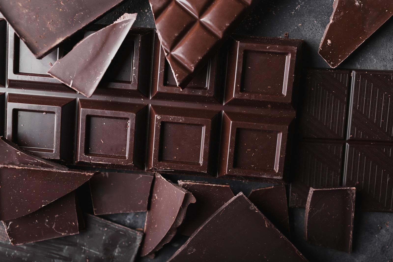 Chocolate bar with broken off pieces.